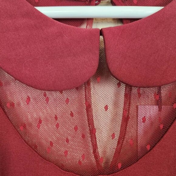Unique Vintage Red Wiggle Dress with Mesh Collar Detail Size 5X/26 NWT (4773) - Picture 2 of 7
